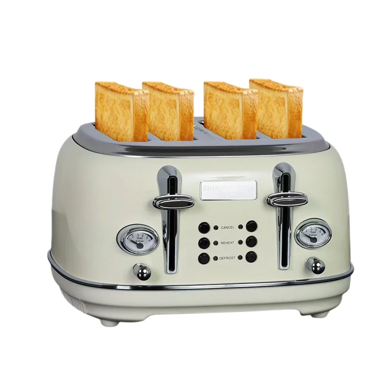 2026 4 Slicer automatic multi-purpose toaster driver home commercial bread slicing machine breakfast machine retro style