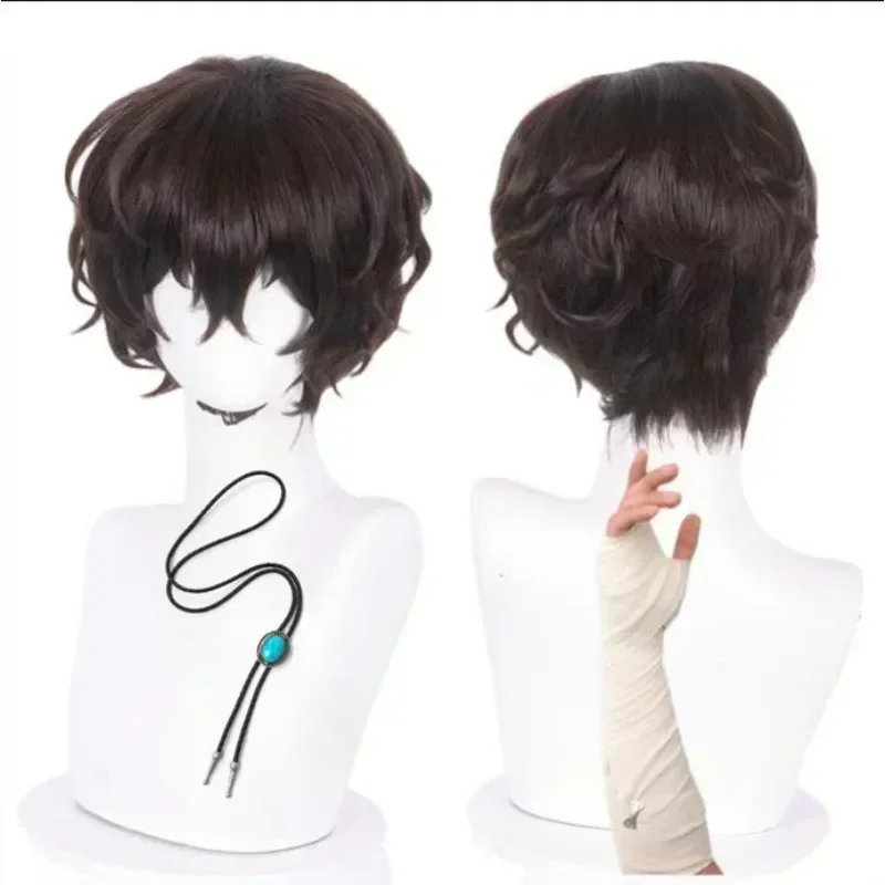 Anime Dazai Osamu Cosplay perruque Cosplay court marron résistant à la chaleur synthétique cheveux perruques Dazai Osamu perruque Halloween