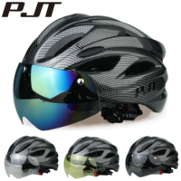 PJT Ultra-Light Magnetic Goggles Bicycle Helmet Lightweight PC Shell & EPS Foam Construction Cycling Helmet MTB Bike Helmet
