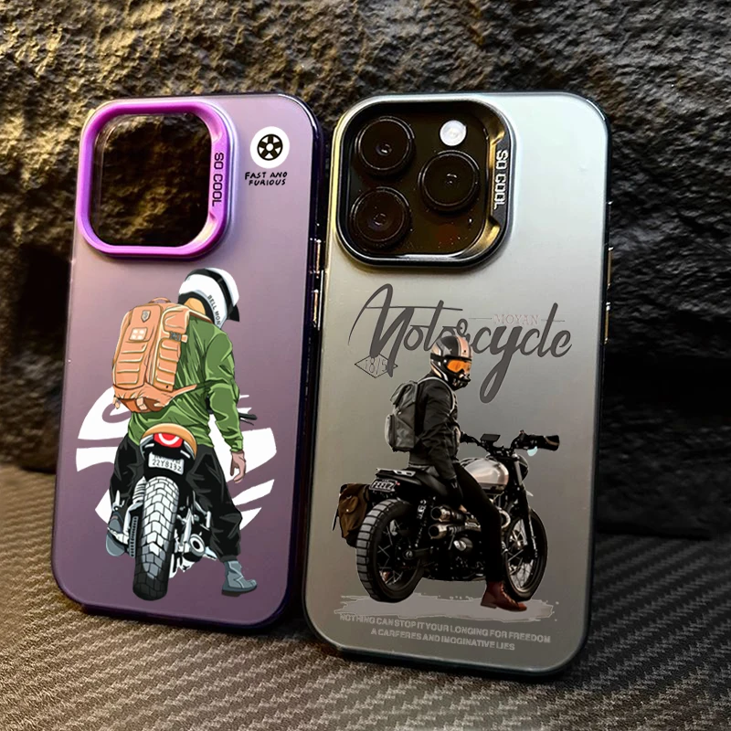 Phone Case For iPhone 15 14 16 Pro Max 11 12 13 X XR XS 7 8 16 Plus SE 2022 Trend Cool Biker Motorcycle Shockproof Bumper Cover