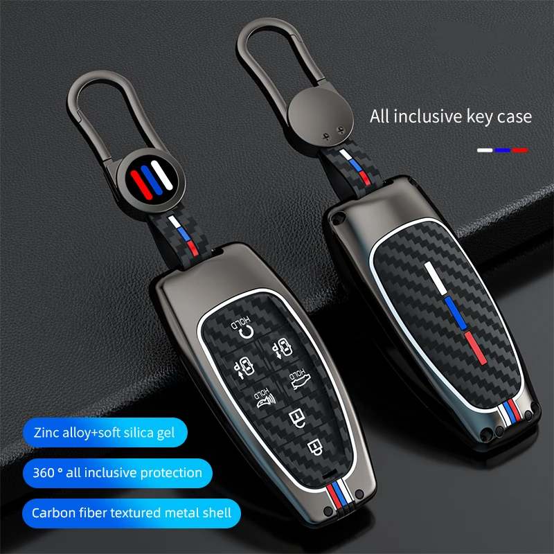 

Alloy Car Key Case Cover Shell for Hyundai Solaris Sonata Hybrid NEXO NX4 New Grand Santa Fe Tucson 4/5/7 Buttons Key Fob Holder