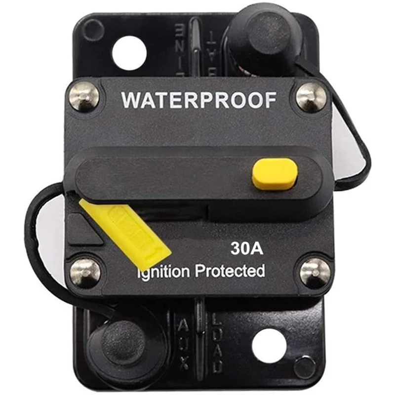 30 Amp Circuit Breaker 12V- 48V DC Manual Reset for Trolling Motor Rv Marine Boat Vehicles System Protection (30A)