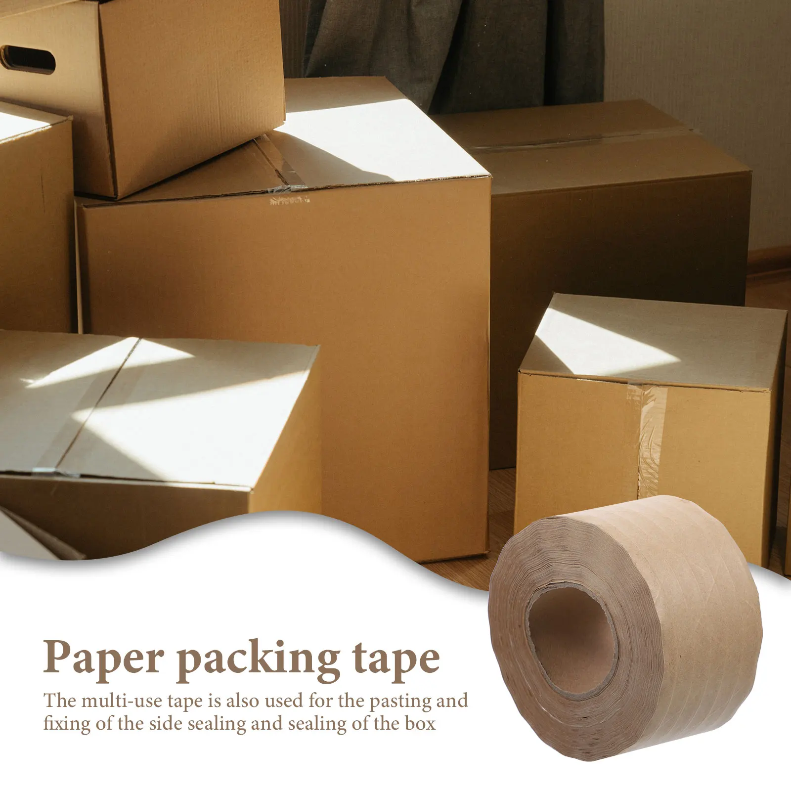 

1 Roll Water Activated Kraft Packing Strong Adhesive Heavy Duty Shipping Sealing Paper For Boxes Brown Multi-Function Carton
