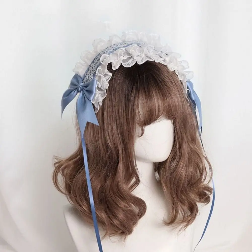 Bonito doce lolita laço bandana jk kawaii babados hairband fita arco acessórios para o cabelo anime empregada cosplay cocar meninas