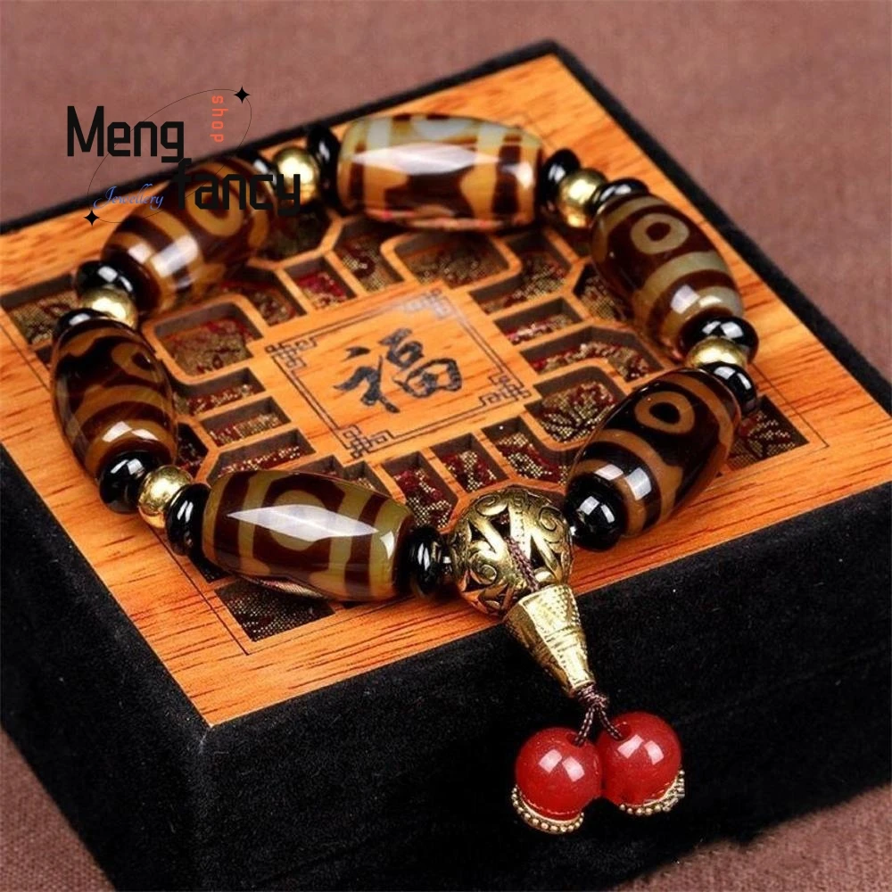 

Natural Agate Retro Nine-eyed Celestial Pearl Bracelet National style Best Selling Couple Fashion Jewelry Exquisite Holiday Gift