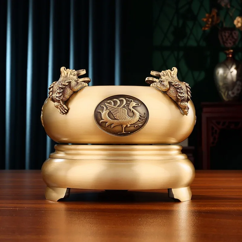 

Golden toad cornucopia ornament home office front desk gift