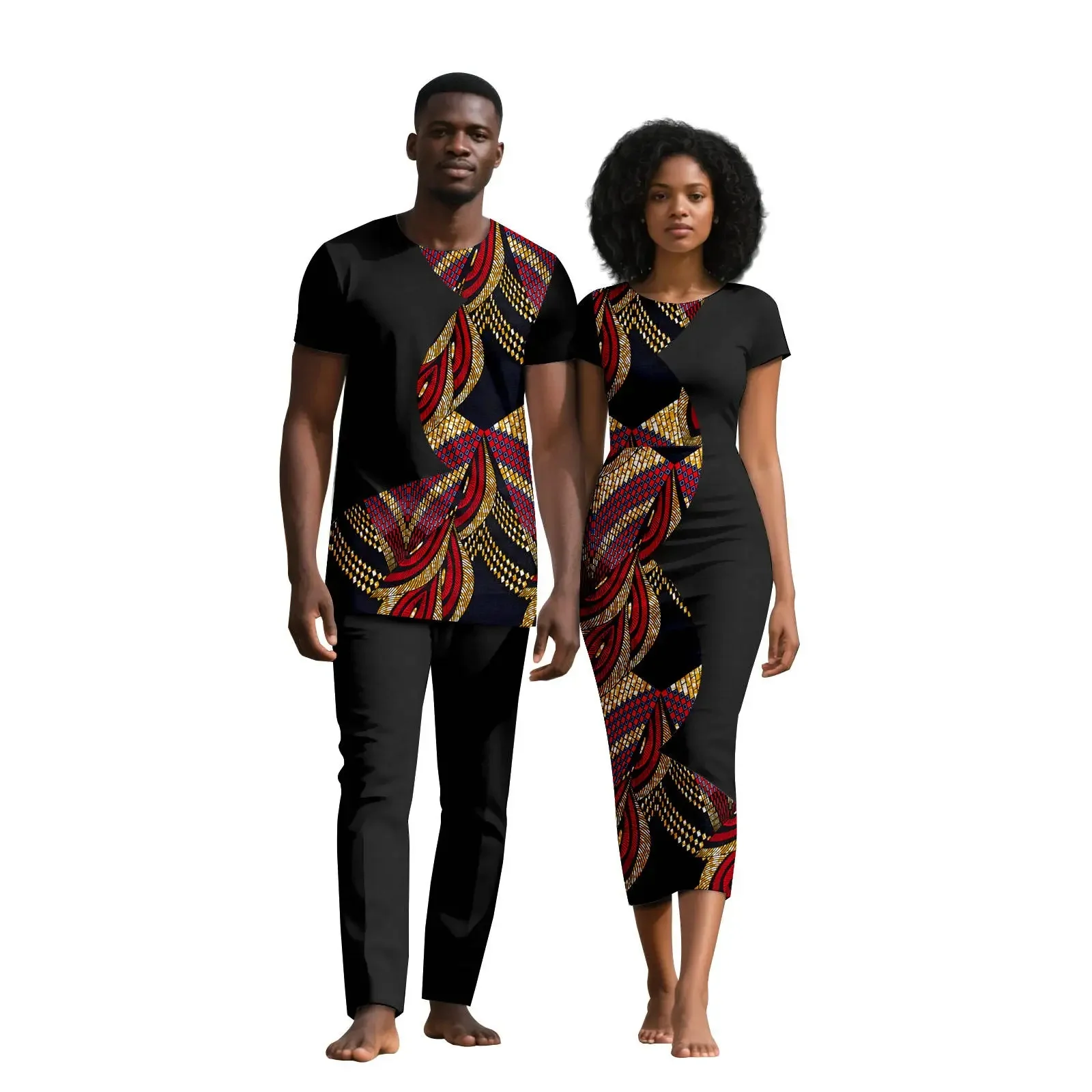 

Women Print Dresses Dashiki African Outfits Couple Matching Clothes for Wedding Bazin Men Suits Outfits Pant Sets Party Vestidos