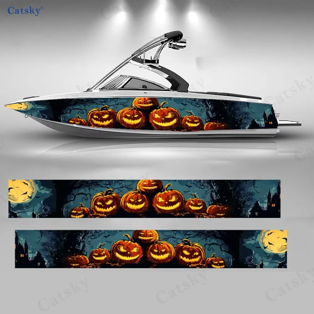 هالوين اليقطين ابتسامة توهج الظلام القلعة الخفافيش قارب ملصق الفينيل السفينة عائم سطح السفينة قارب الصيد الزخرفية عائم قوارب مائي