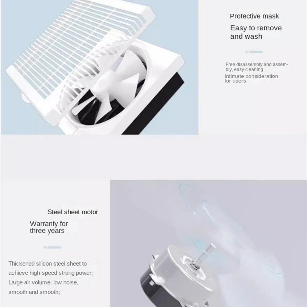 8/10 Inch Ventilation Fan Through-wall Window Shutter Exhaust Fan Reversible with Button Switch Blower Ventilation Air Extractor