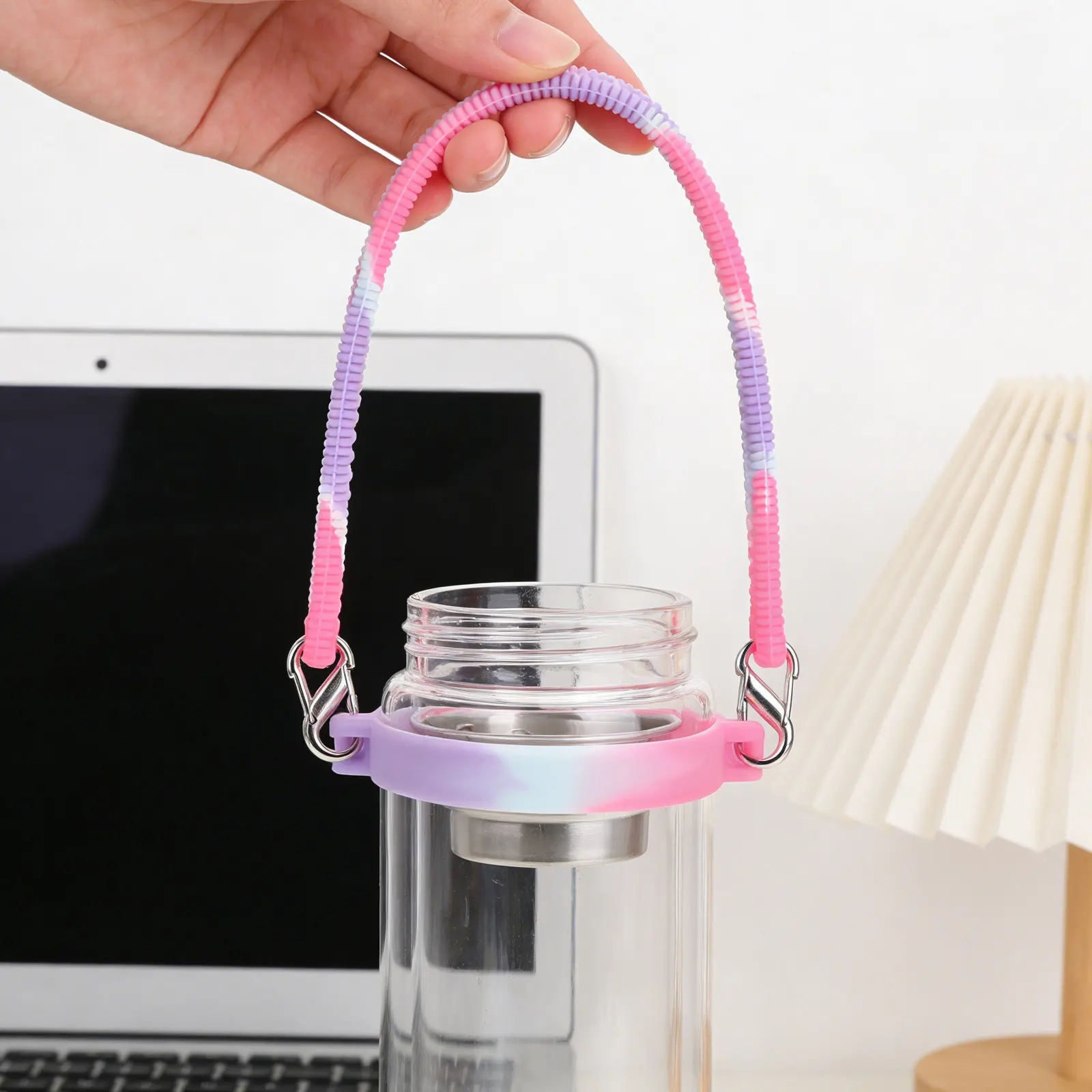 Silicone Water Bottle Handle Strap Secure Grip Band for All Sizes Bottles Tumblers Hydration Accessories Gym Hiking Running
