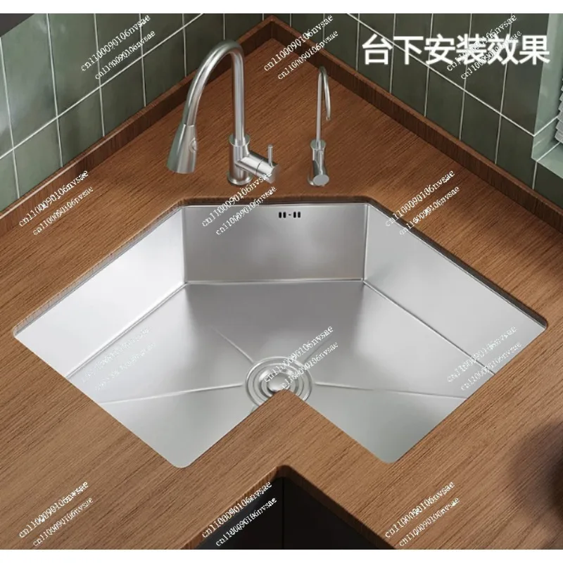 Large Single Tank Dishwashing Basins  Kitchen Corner Special-shaped Sink, L-shaped Corner Sink