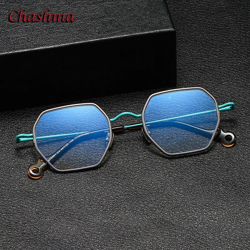Chashma Prescription Glasses Frame Pure Titanium Octagon Trend Eyeglasses Rim for Women Designer Gafas Men Small Circle Eyeglass