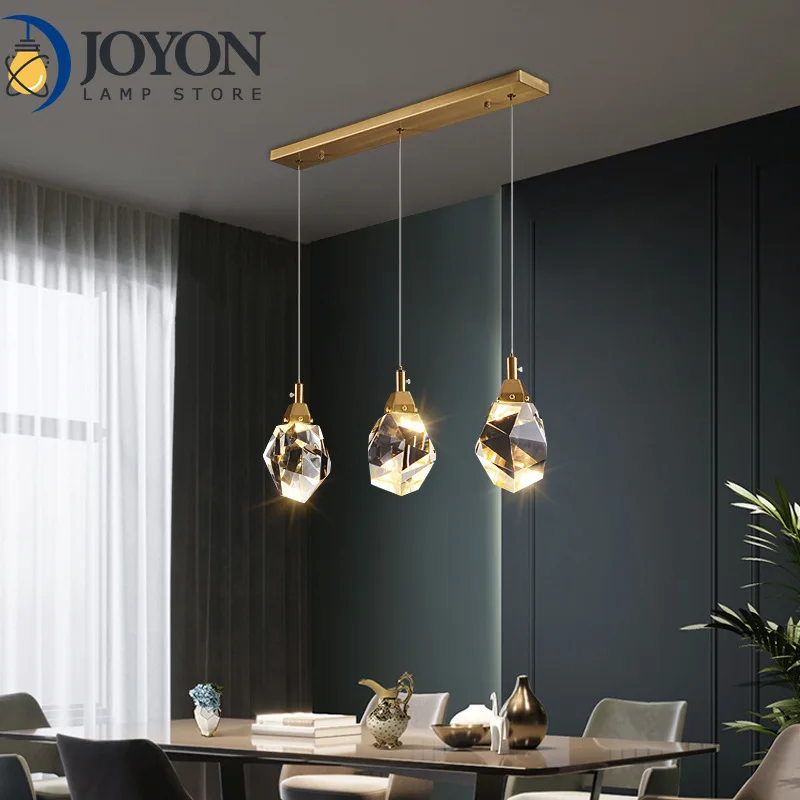 

220V/110V Modern Pendant Lights Bedroom Led Full Brass Crystal Nordic Lamp Luminaire Suspension Decoration Salon Hanging Lamps