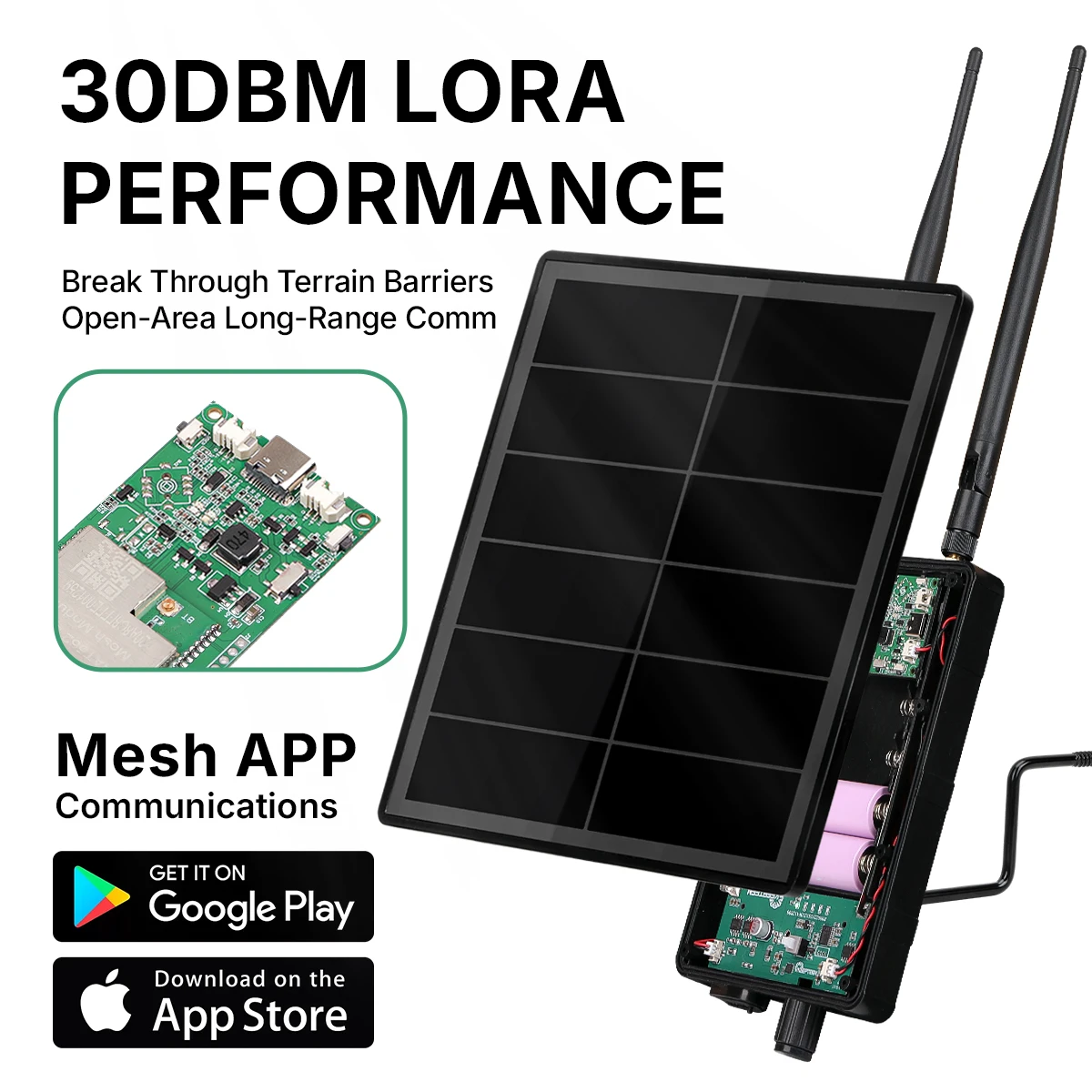 D5L-G1 Meshtastic Solar Power LoRa Repeater Node Built in 30dBi Board GAT562 30S Kits LoRa Module Flashing Meshcore Mesh Node