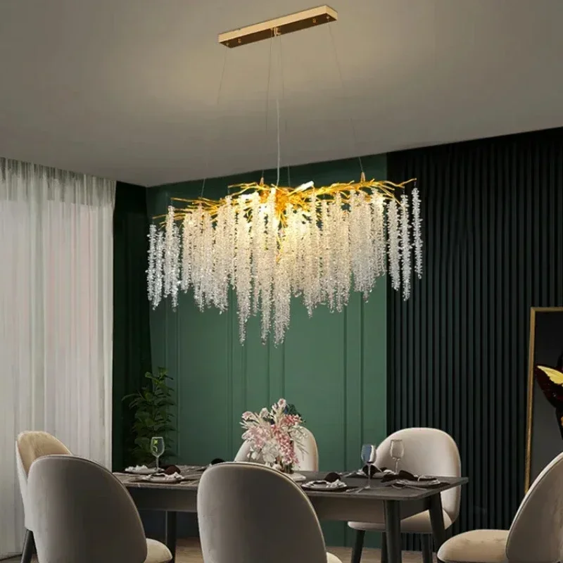 Modern Nordic Tree Branch Lustre Crystal Led Lights Dining Table Pendant Chandelier Modest Ceiling