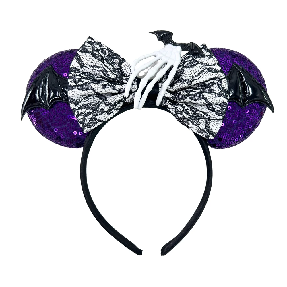 Halloween Ghost Bat Skeleton Mickey Mouse Headband Girls Women Cosplay Spiderwebs Hairbands Bow Ears Headbands Hair Accessories