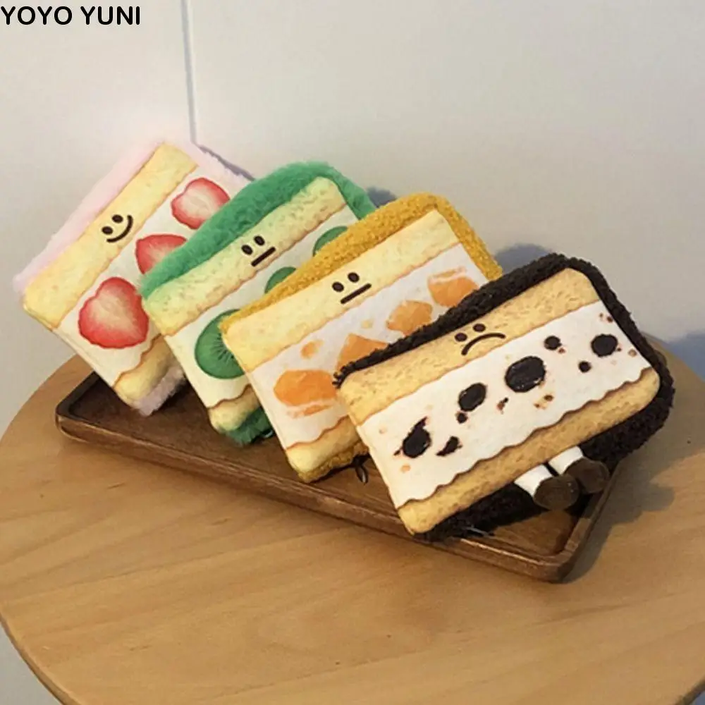 

Cosmetic Pouch Bread Sandwich Pencil Case Strawberry Plush Stationery Pouch Large Capacity Creative Plush Pencil Cases Children