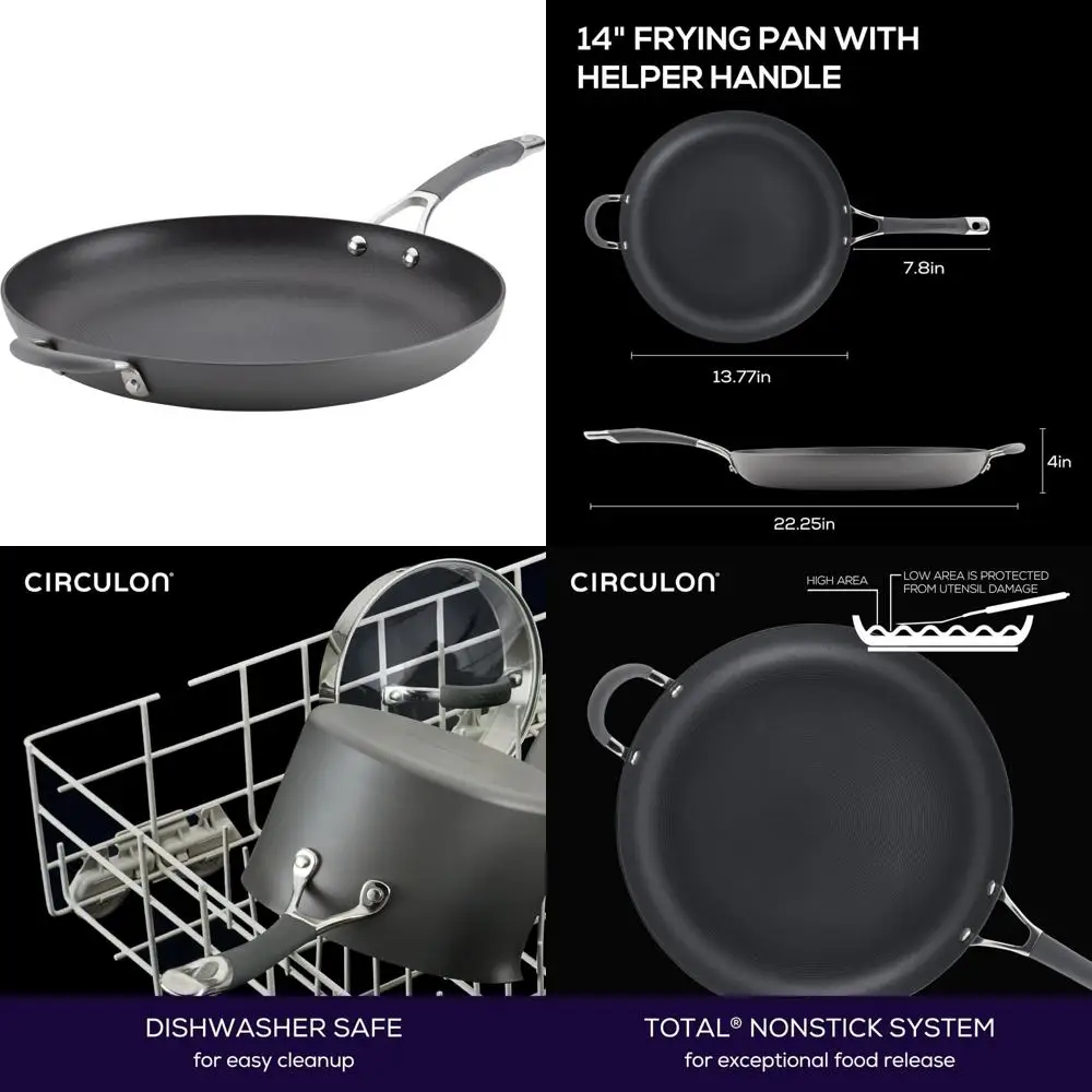 

14 Inch Gray Radiance Hard Anodized Nonstick Frying Pan with Helper Handle