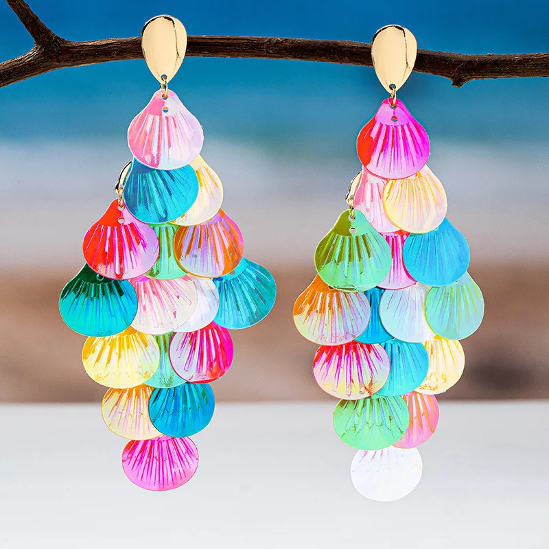 الملونة شرابة قذيفة الدمعة قرط الاذن المرصع النساء الفتيات هدايا مجوهرات الأزياء اكسسوارات رائجة البيع هدية حفلة 2025 نمط جديد #4