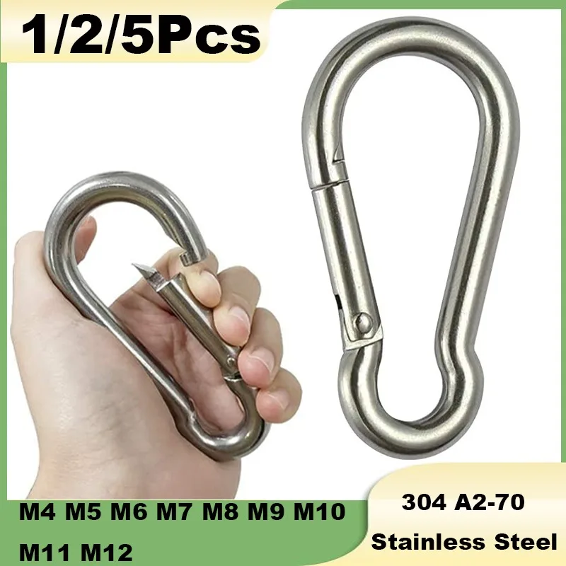 M4-M12 304 Stainless Steel Spring Snap Carabiner Quick Link Lock Ring Hook snap shackle Chain Fastener Hook Support Customize