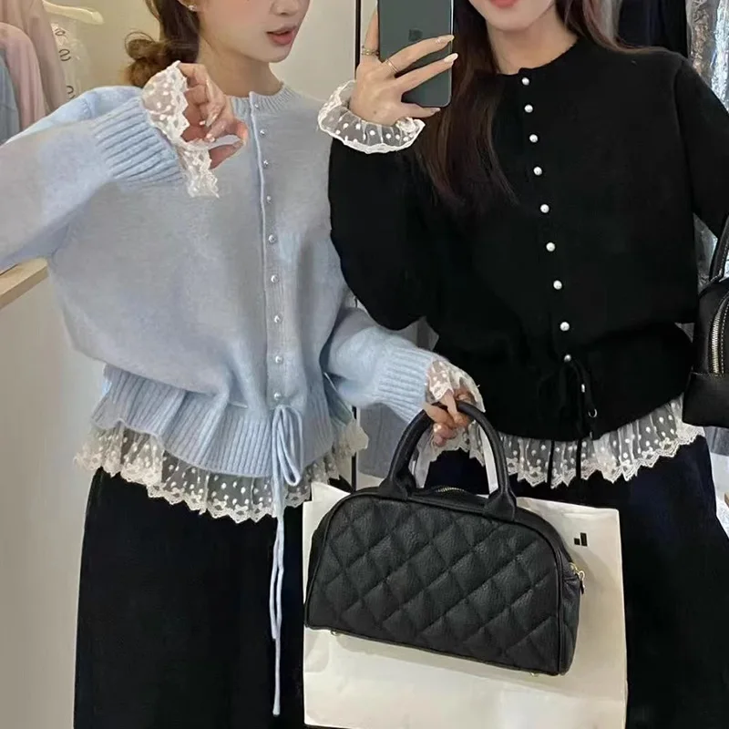 

2025 Autumn and Winter Solid Color Loose Collar Sweater Coat Women's Lazy Knitted Cardigan Sweater