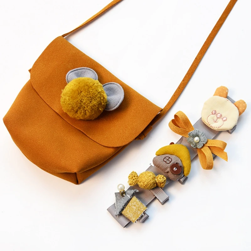 مجموعة دبابيس شعر بقوس شاش كرتوني ملون للفتيات ، إكسسوارات شعر للأطفال ، حقيبة للتوصيل ، ذيل حصان للطفل ، هدية عيد ميلاد