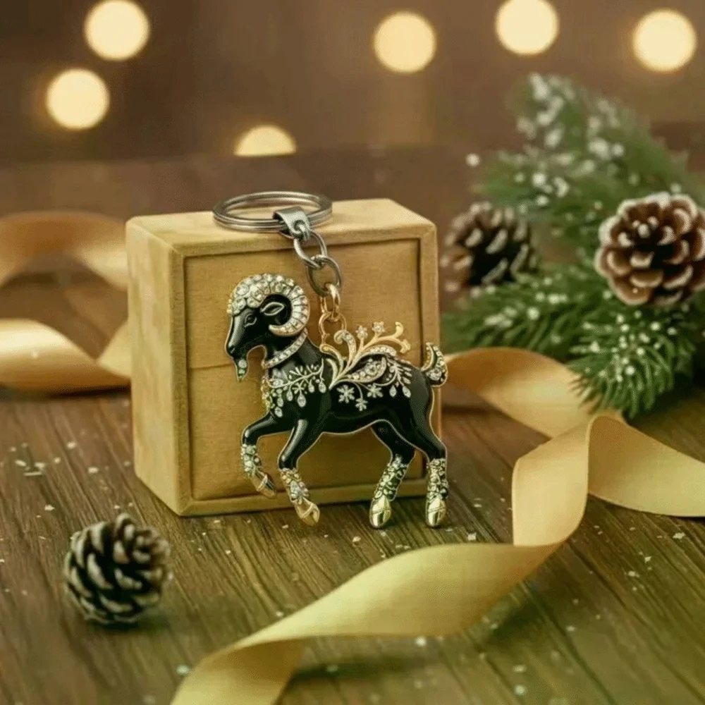 New Year Gift 2D Design Goat Keychain Acrylic Ornate Goat Bag Charm Running Goat Decorative Goat Pendant Backpack Decoration