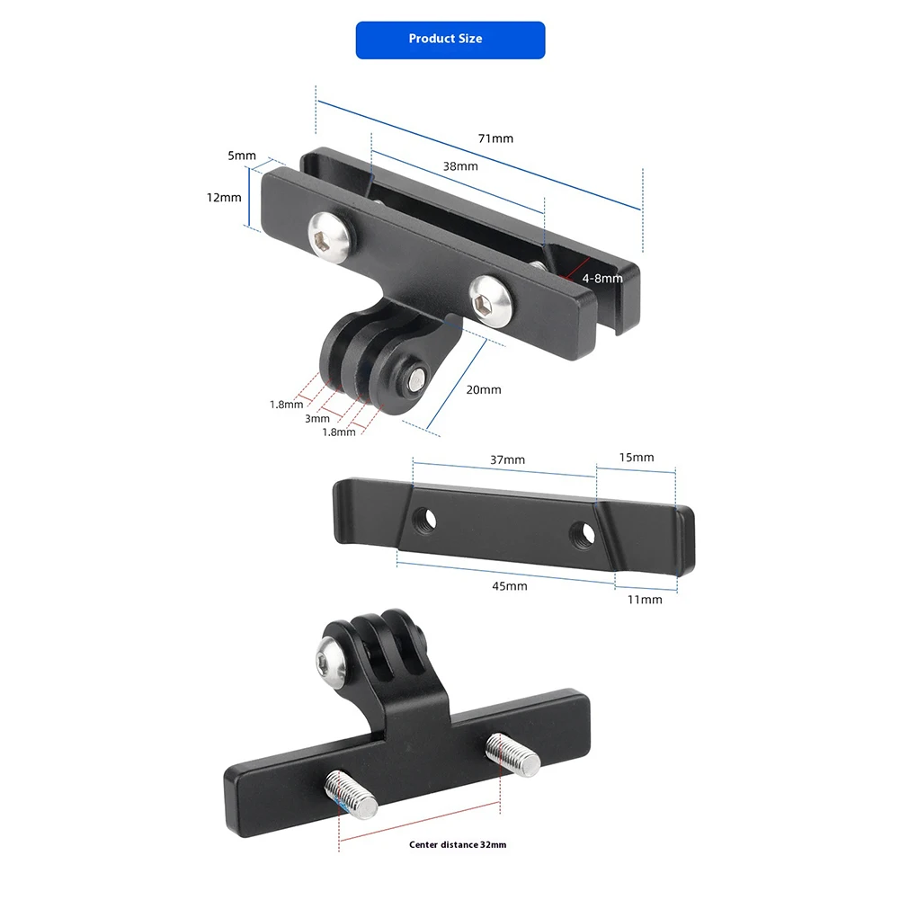 محول تحويل مصباح القوس السرج قابل للتعديل، محول تركيب كاميرا الحركة، حامل قاعدة مقعد الدراجة للضوء الخلفي للكاميرا الرياضية #6