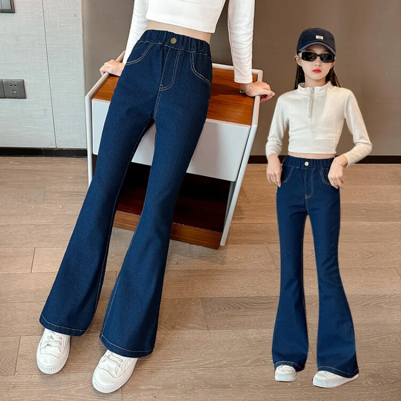 Girls' Flared Pants Spring/Autumn New Children's Tween Fashion Flared Pants Simple Baby Clothing Jeans Children's Wear