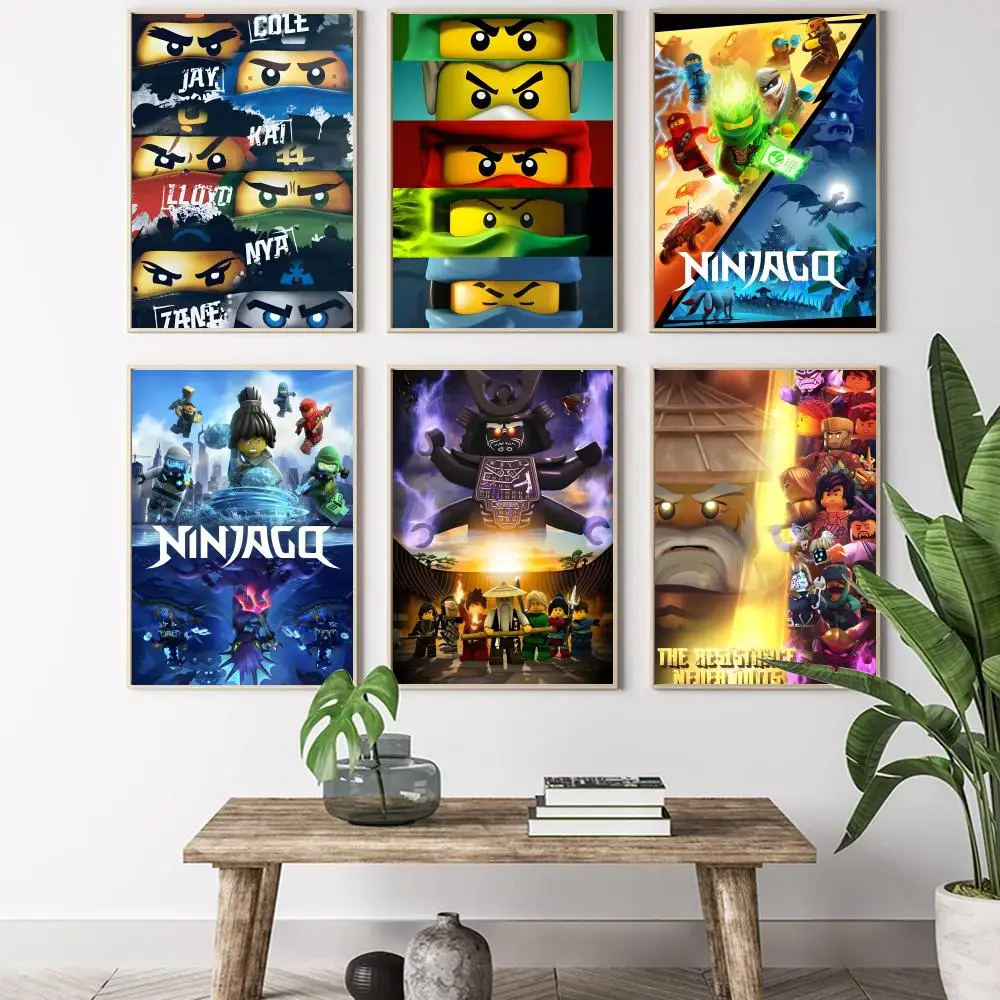 Image of Cartoon N-NinJAGO Cooles Poster, HD-Kunst, selbstklebende Wanddekoration, wasserfest, für Zuhause, Wohnzimmer, Schlafzimmer, Bar, ästhetische Dekoration