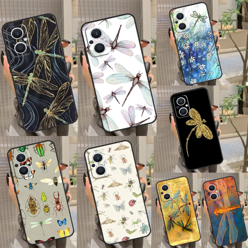 Dragonfly Insect Pattern Case For OPPO Reno 8T 8 Pro 4 5 6 7 Lite 2Z 4Z 5Z OPPO Find X2 X3 Neo X5 Lite X6 Pro Cover