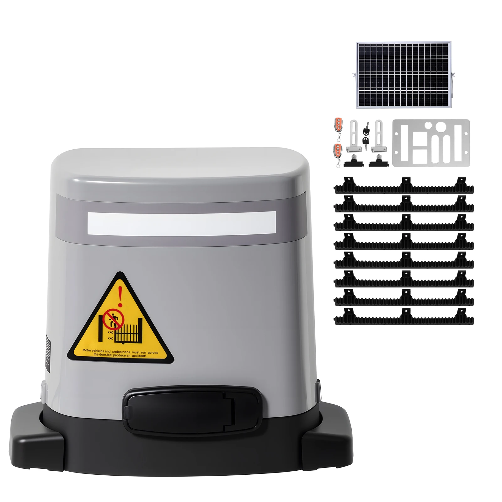 SucceBuy Système d'ouverture de portail coulissant solaire 280 W, Moteur de portail électrique à engrenages pour portails de garage et portes de