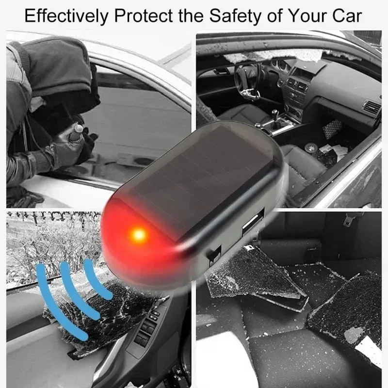 New LED Simulation Warning Flashing Lights Alarm Decorative Lights Interior Sensing Lights Automotive Solar Anti-theft Lights