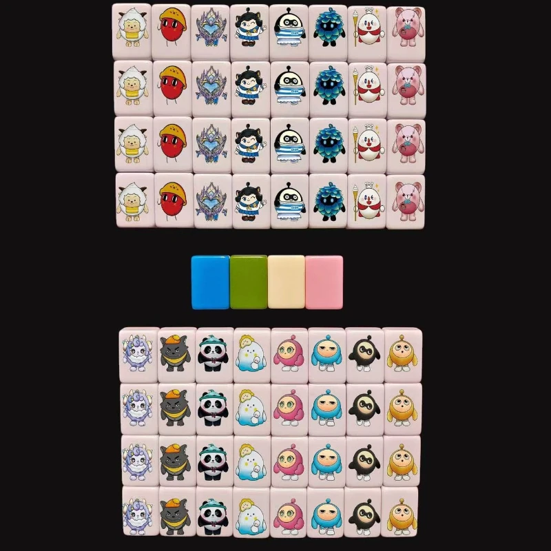 Juego de Mahjong TK Seaside Escape de 30 mm para Perros y Gatos, 64+1 Bloques, Fichas de Mahjong para Dos Jugadores, para Fiestas Familiares, Regalos Personalizables