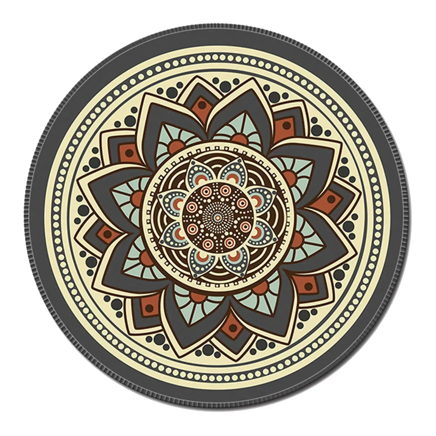 New Arrivals Nworld Vintage Bohemian Round Computer Carpet Mouse Pad Mat Mousepad Anti Slip for Home Office PC Gaming LOL CS GO