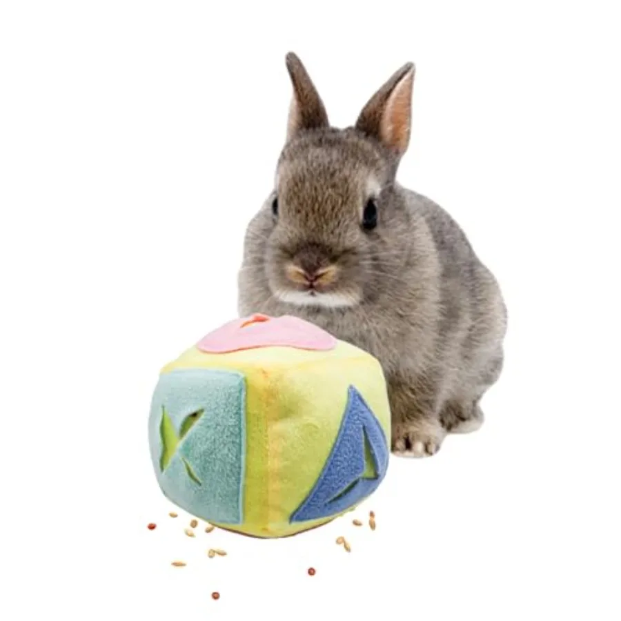 

Игрушка для кормления кролика, головоломка для кролика, дозатор для лакомств, игрушка-мяч для кормления с колокольчиком для упражнений в виде кролика, збагащенные игрушки для кроликов, отверстие