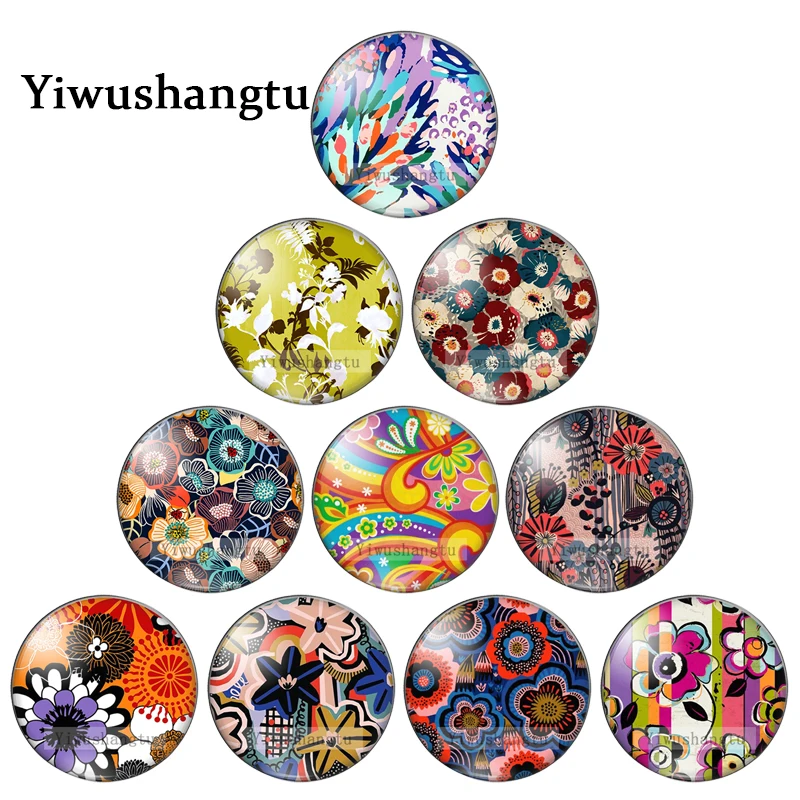 Colorful Tropical flowers Group Art Paintings  8mm/12mm/20mm/25mm Round photo glass cabochon demo flat back Making findings