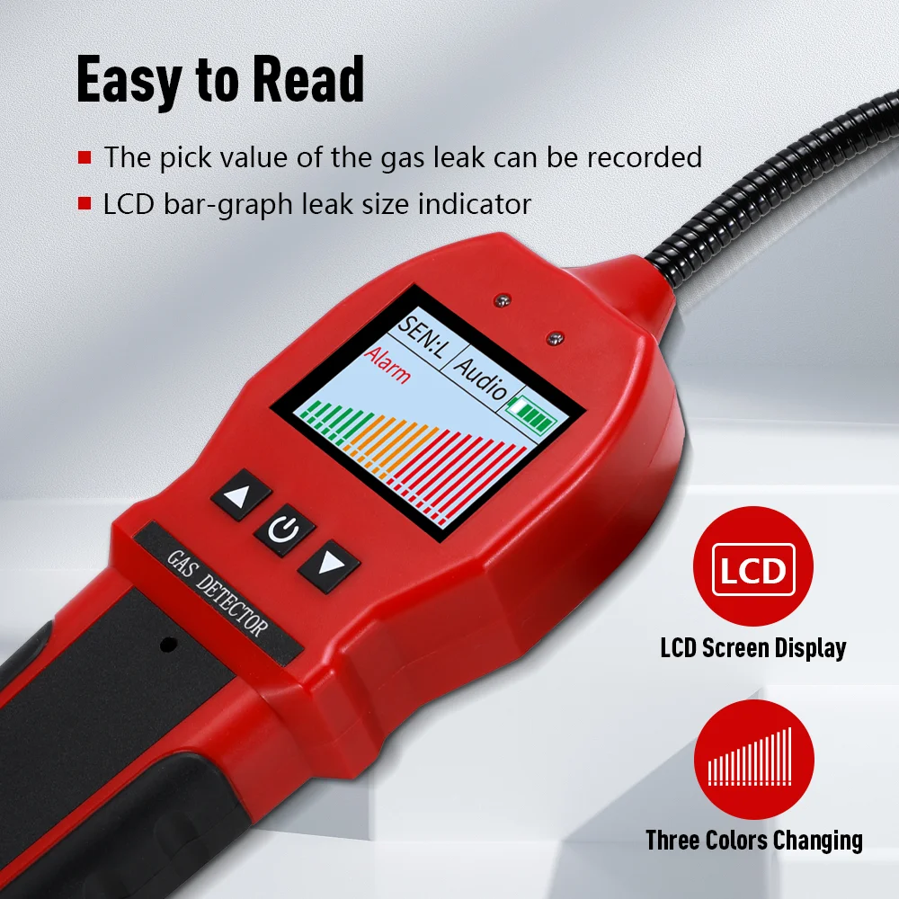 BH-90 Digital Gas Leak Detector /Gooseneck 0-10000ppm CH4 Natural Coal Infammable Combustible Gas Fast Analyzer Sensor 4 Alarm