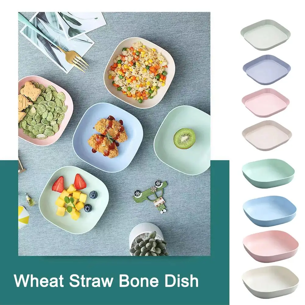 Wheat Straw Plate Tray Spit Bone Dish Dried Fruit Plate Home Plate Trash Plastic Sum Snack Disc Plate Tableware Kitchen Dim X6K6