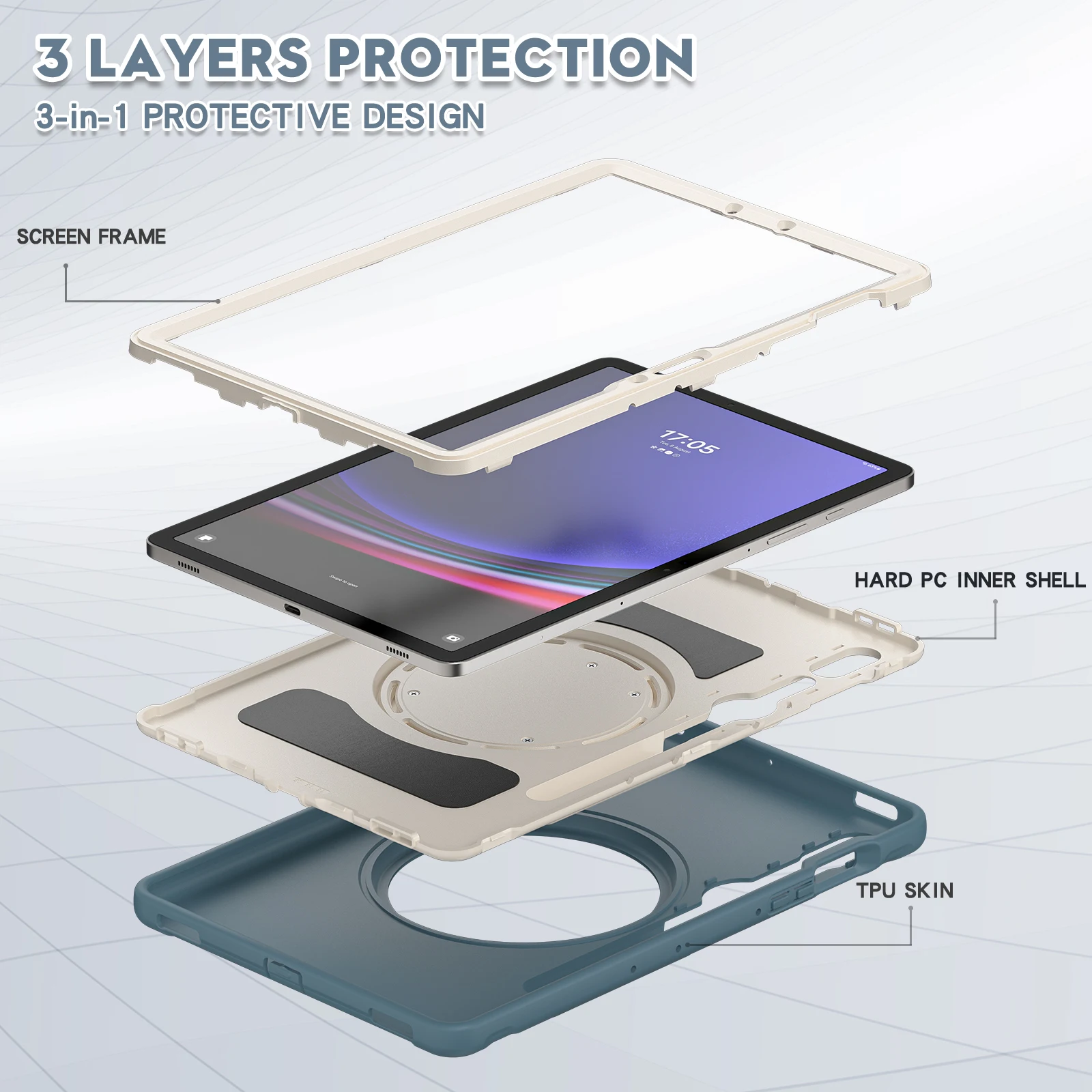 Case For Samsung Tab S9 FE S8 S7 SM-X710 X716B X510 X516B X700 X706 T870 T875 Stand TPU+PC Cover For S6 10.5 T860 T865 Pen Slot 