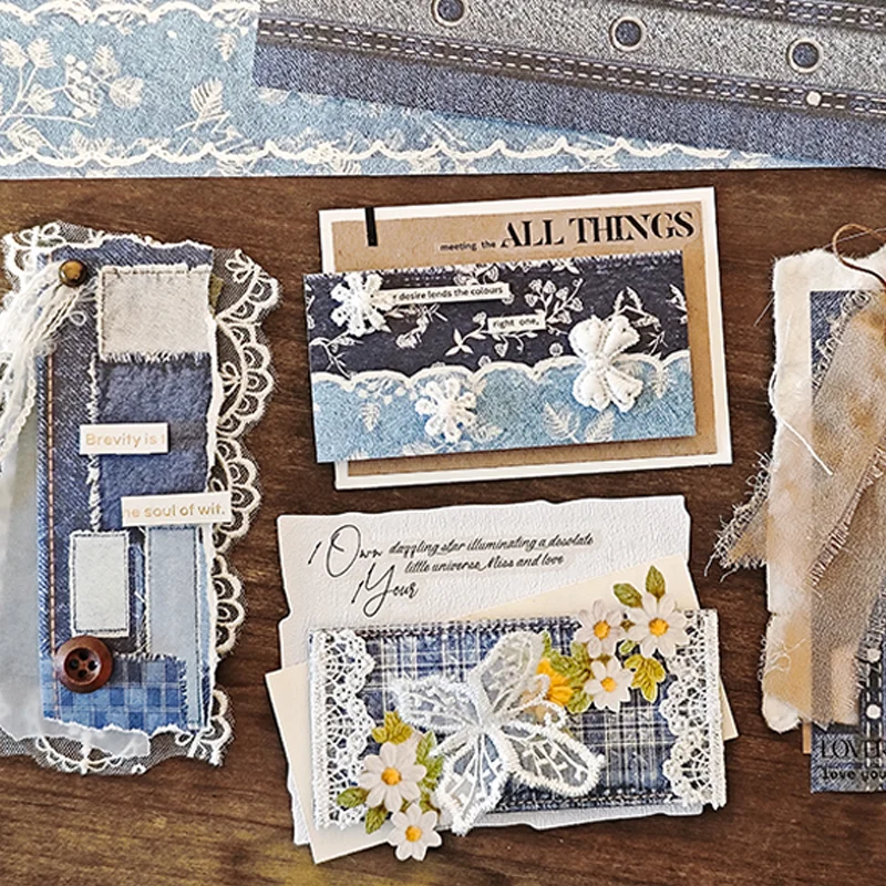 

Mr. Paper Retro Clothing Decoration Masking Tape 1 roll Pretending to be ripped jeans PET tape Family Handbook Gift 200cm/Rolls