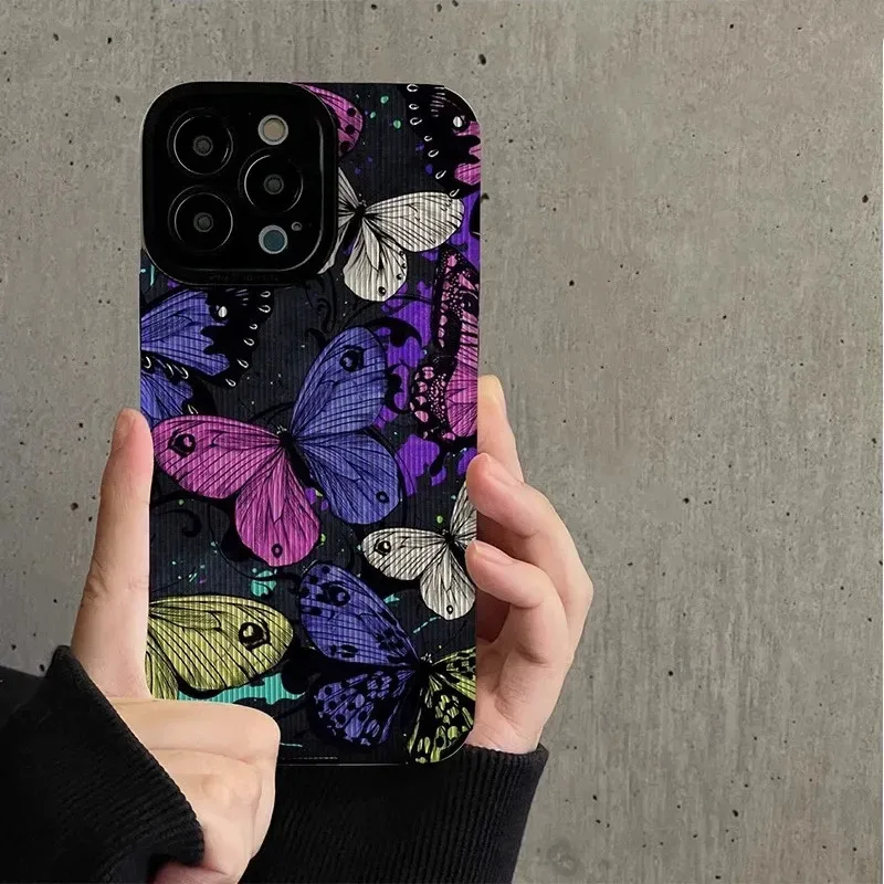 Lovebay Colorful Butterfly Pattern Phone Case For iPhone 11 12 13 14 15 Pro Max XR XS 7 8 14 15 Plus Shockproof Soft Back Covers