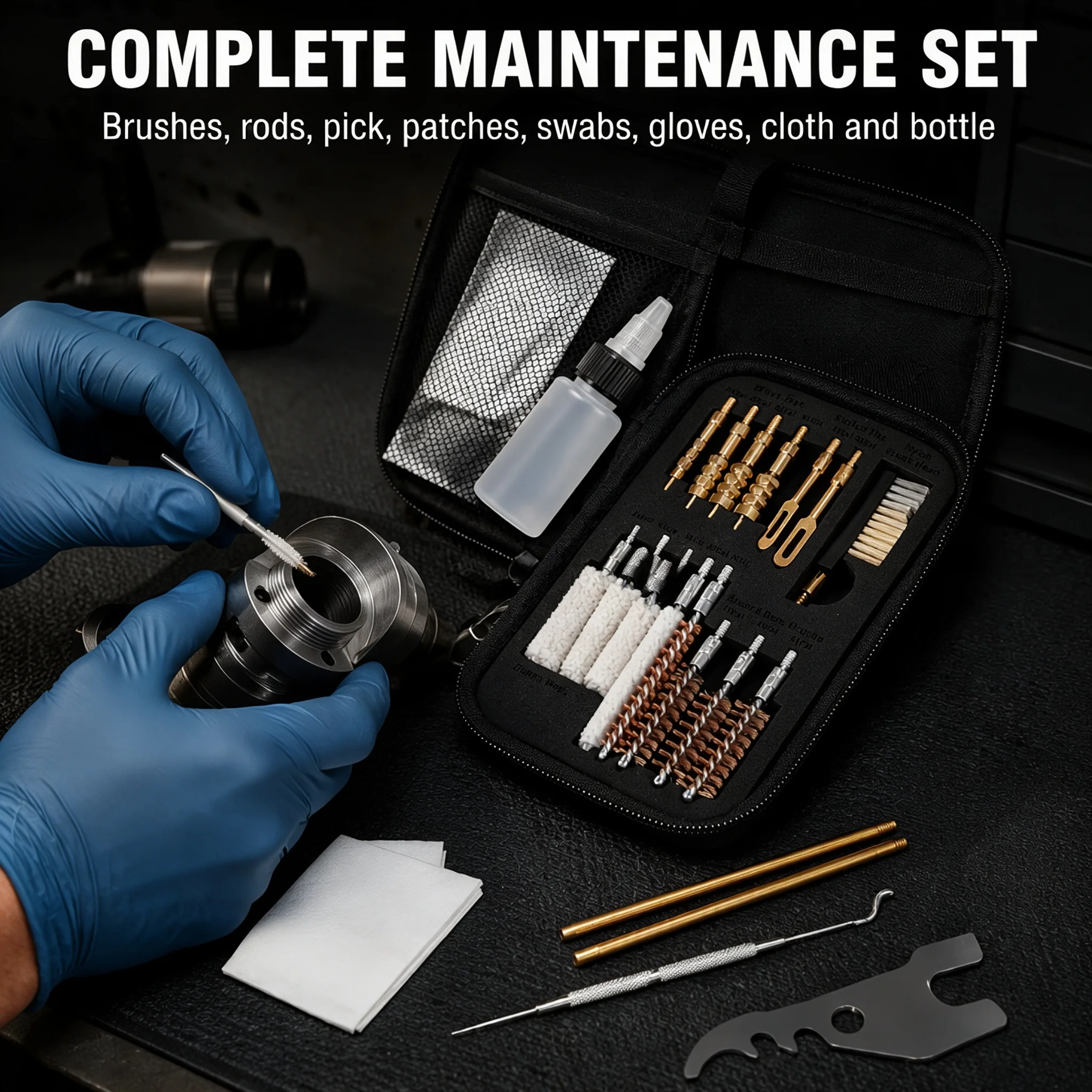 Tactical Universal Gun Cleaning Kit Multi Caliber Pistol Maintenance Tools, Brass Rod, Bore Brush Portable  for Outdoor Hunting