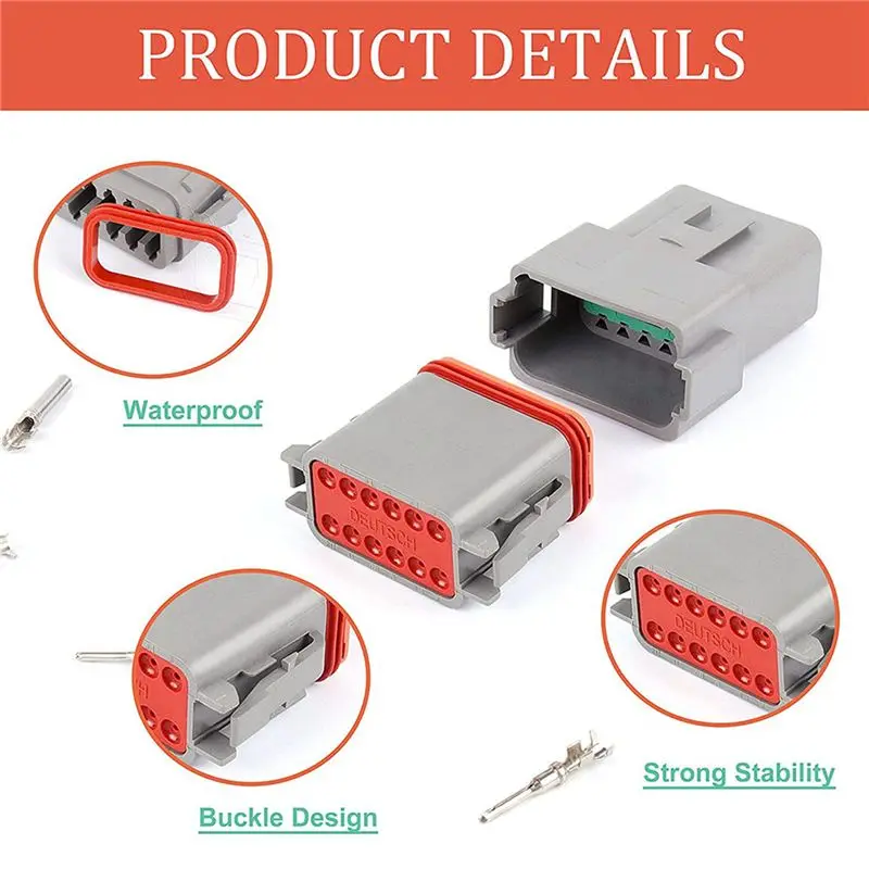 ABZC 24 Sets 2 3 4 6 8 12 Pin Deutsch DT Connector Assortment Kit Waterproof Automotive Sealed Wire Connector Plug