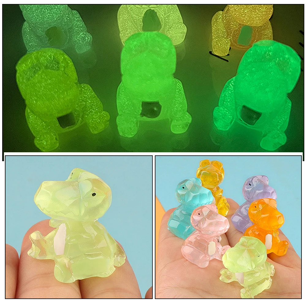 

12 Pcs Luminous Dinosaur Ornaments Glow Dark Dinosaurs Decoration Model Decorate Miniature Figurines Resin Figures Statue