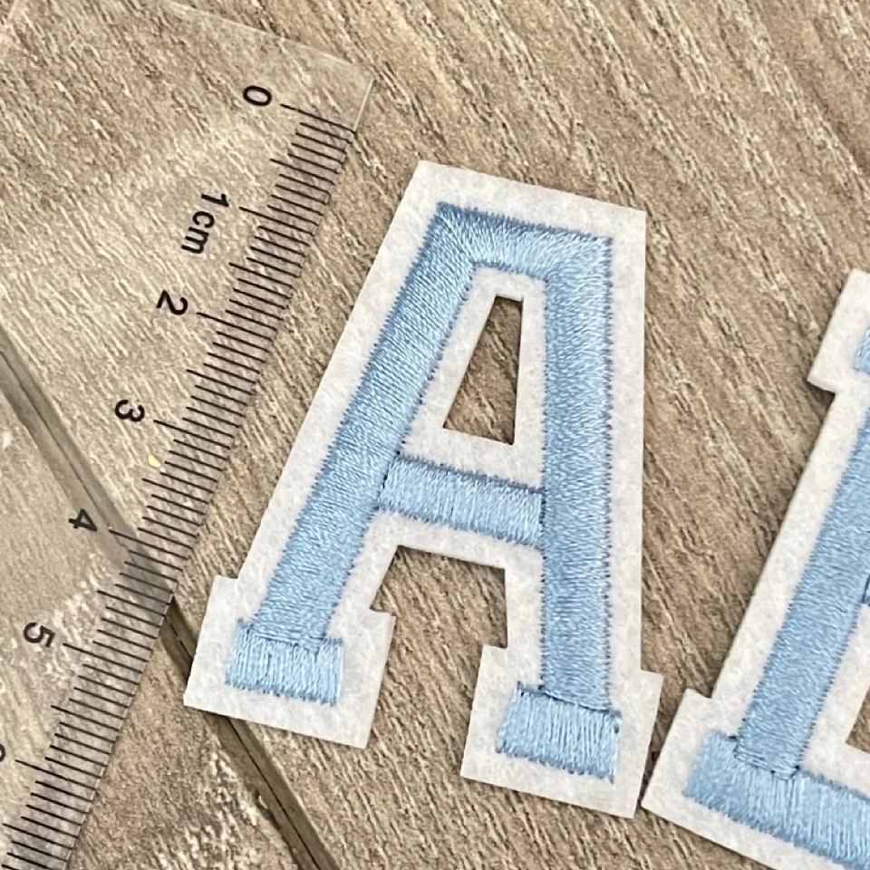 5CM Light Blue Letter Patches Embroidered Patch Iron on For Clothing DIY Accessories Alphabet ABCD EFG HIJK LMN OPQ RST UVW XYZ