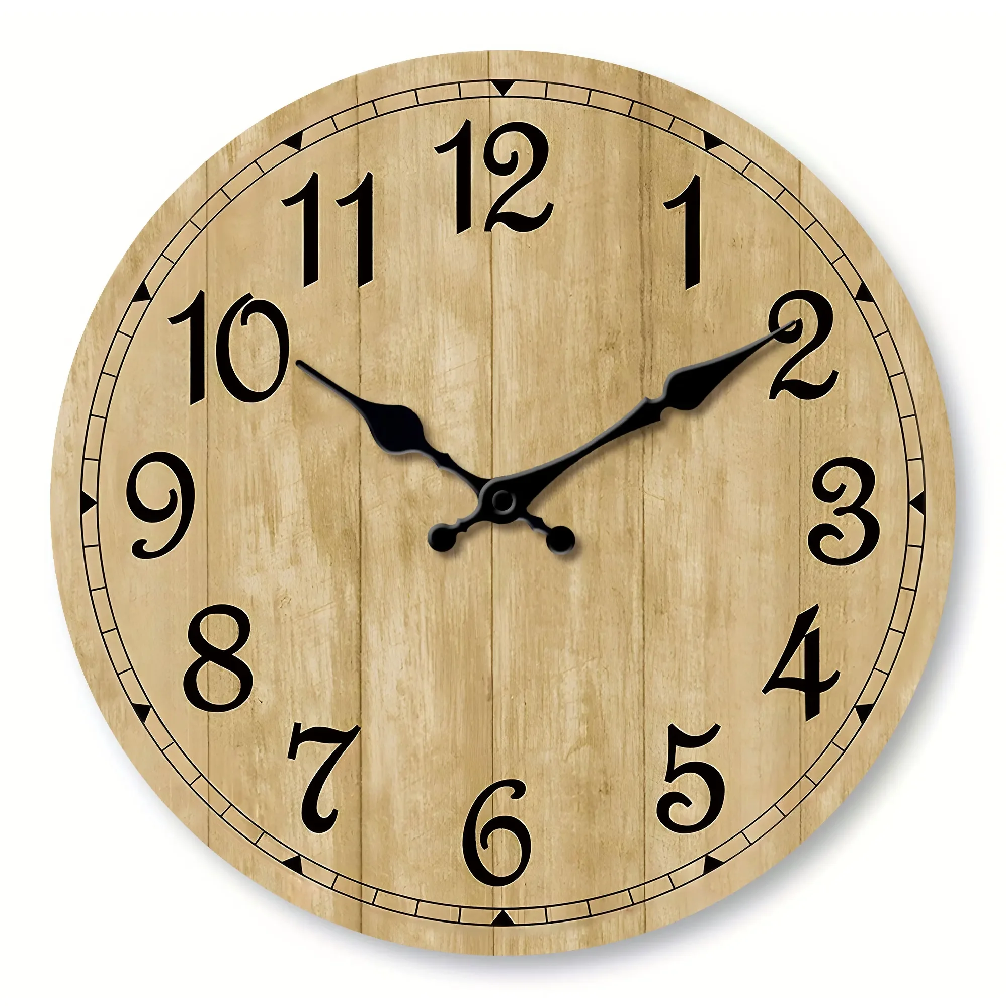 Modern Silent Quartz Wooden Wall Clock - Imitation Wood Texture Quartz Round Clocks Craft Pointer Display Wood Plate Home Decor