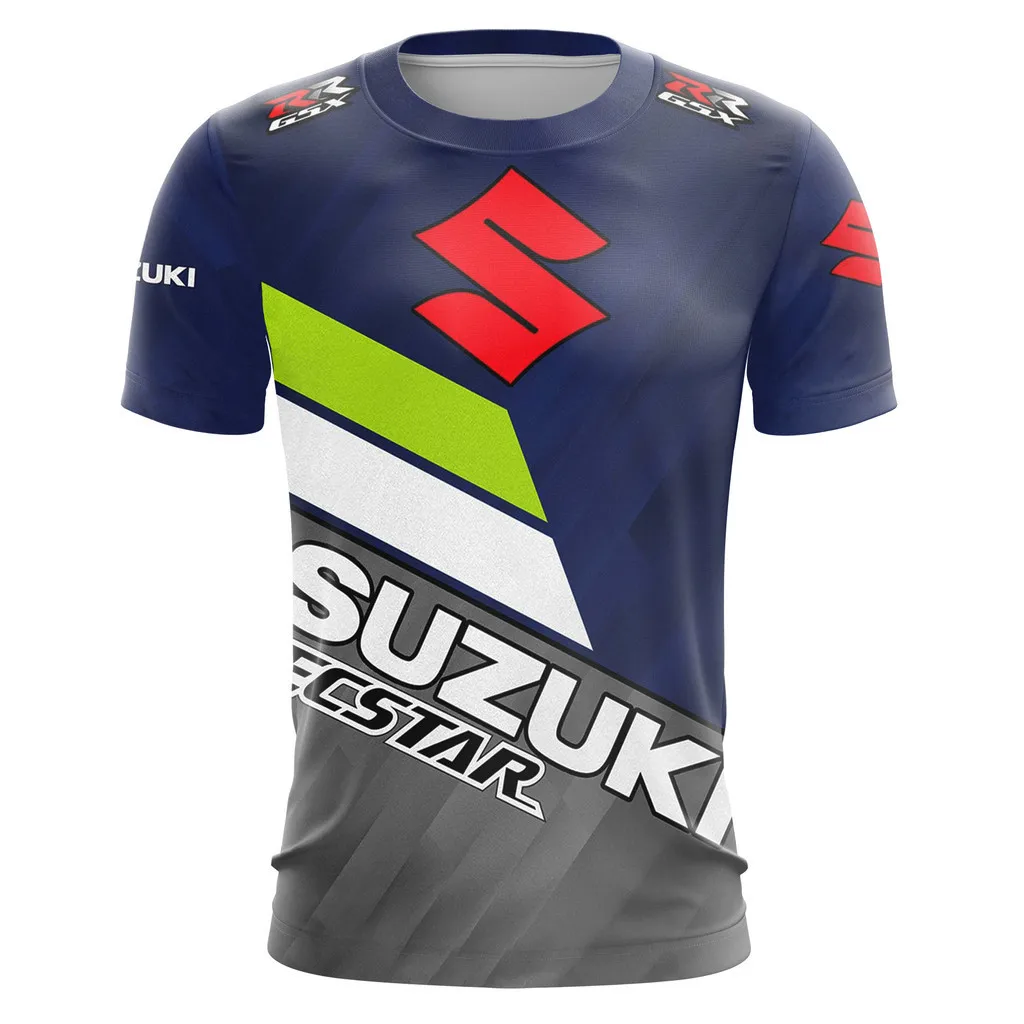 تي شيرت سوزوكي للدراجات النارية يسمح بمرور الهواء، رقبة دائرية للرجال، ملابس رياضية نسائية من سوزوكي جيرسي بأكمام قصيرة، بلوزة كاجوال للصيف #4