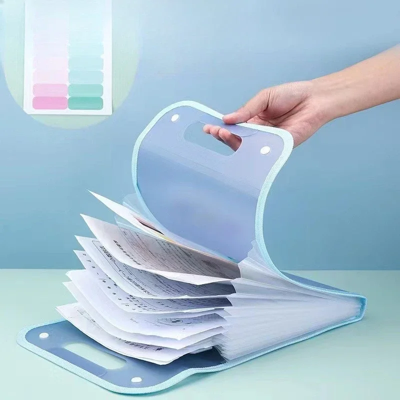 

13 Lays A4 Folder Organ File Bag Portable Organ Bag Large Capacity Multi-Layers Folders Korean Simple Office Stationery