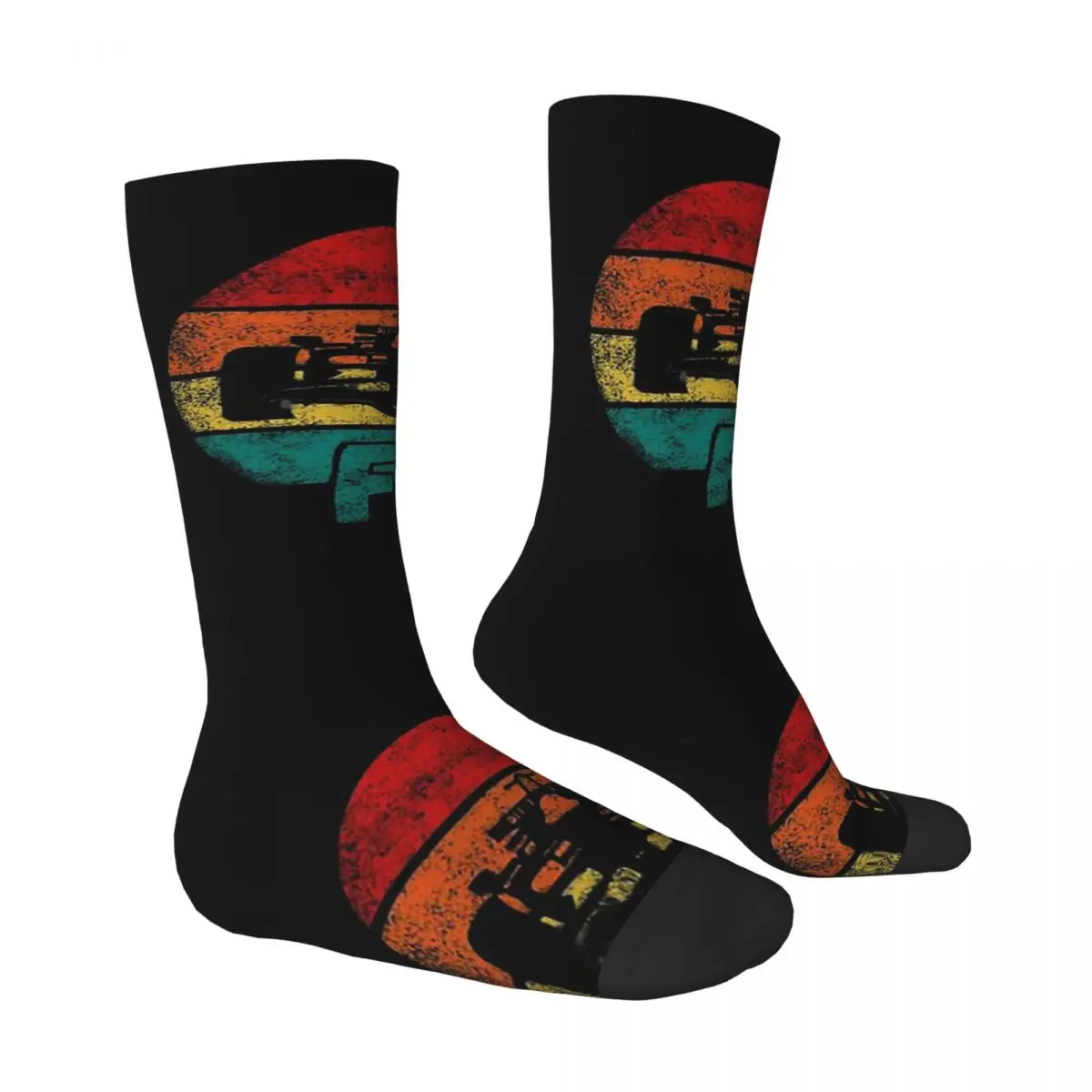 F1 Shape, Vintage Color Sunset Car Racing Unisex Spring Summer Autumn Winter Socks Running Happy Socks street style Crazy Sock